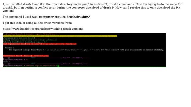 Drupal: Composer download Drush 9 - But conflict errors (2 Solutions!!) смотреть онлайн