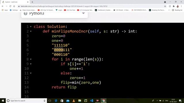 926 Flip String to Monotone Increasing | Medium Level Interview Question Full Explanation in python смотреть онлайн