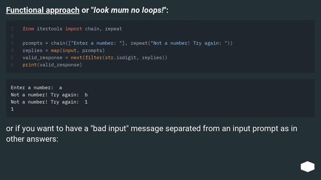 Asking the user for input until they give a valid response смотреть онлайн