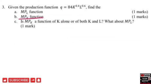 Finding MPL and MPK from Production Function смотреть онлайн