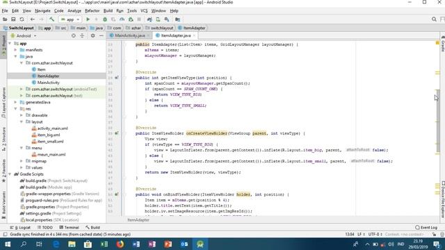 TUTORIAL SWITCH LAYOUT LIST TO GRID DENGAN RECYCLERVIEW | ANDROID STUDIO смотреть онлайн
