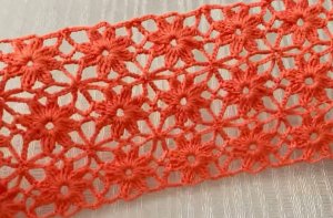 Вязание крючком: Цветочный узор в прямом полотне