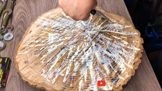 Брутальная разделочная доска из СРЕЗА ДУБА своими руками