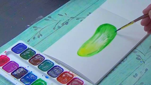 Учимся рисовать огурец акварельными красками смотреть онлайн