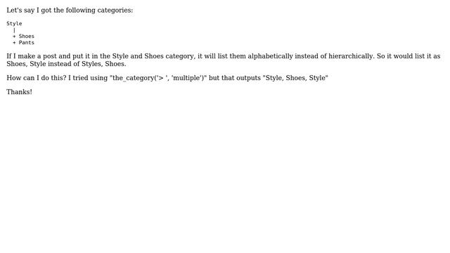 Wordpress: List categories of a post hierarchically? смотреть онлайн