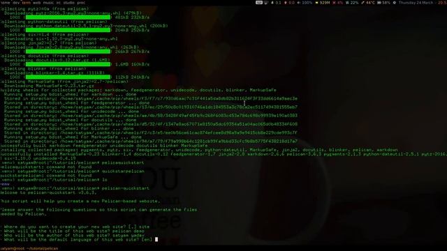 pelican tutorial Part-1 Basic setup (pelican in virtual env) смотреть онлайн