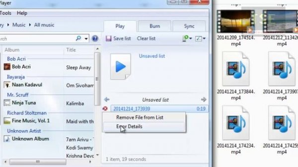 A codec is required to play this file. Windows Media Player error C00D10D1: unidentified codec