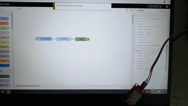 NodeRED RPi Sensor DHT22 смотреть онлайн
