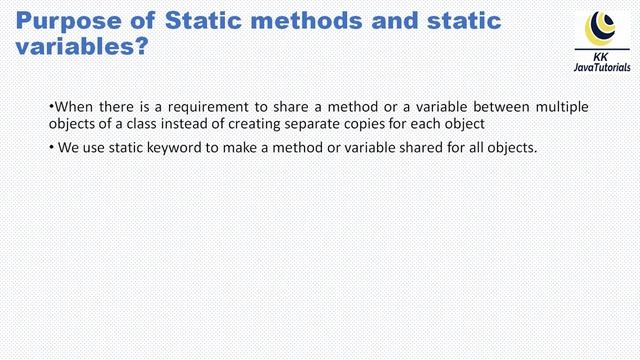What's the purpose of Static methods and static variables in Java ? смотреть онлайн