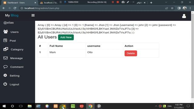 How to Create a Blog PHP & MySQL database #3 | Dashboard and Users смотреть онлайн