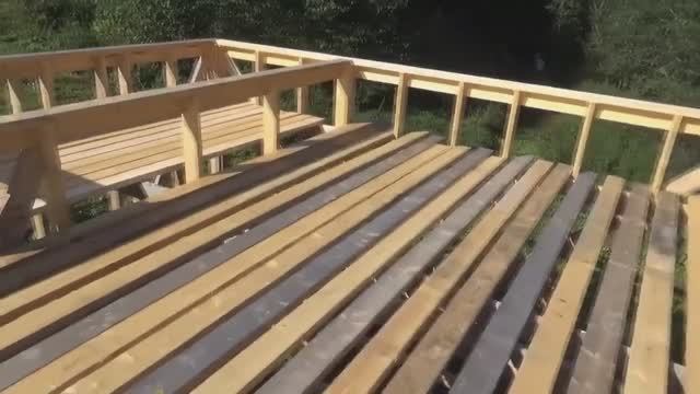 Строим маленький каркасный дом на сваях, для проживания, своими руками (ч. 13). Строительные леса смотреть онлайн