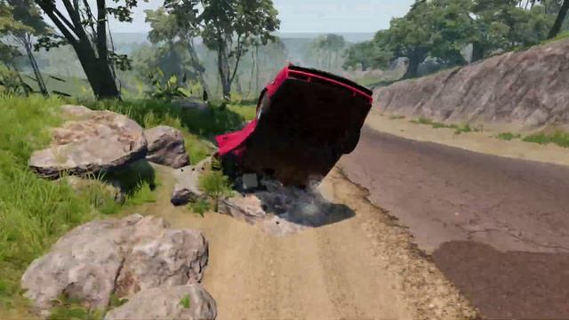 BeamNG Drive - FlatOut DownHill Crash Test Cars with Ragdolls inside смотреть онлайн