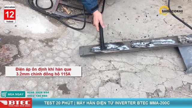 Test Thử MÁY HÀN ĐIỆN TỬ INVERTER BTEC MMA-200C