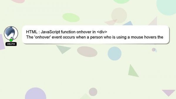 HTML : JavaScript function onhover in  div