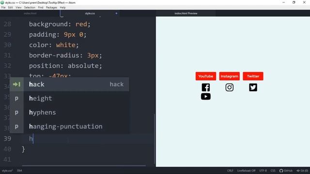 Social Media Buttons with Tooltip using HTML & CSS смотреть онлайн