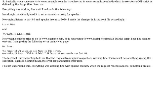 DevOps & SysAdmins: CGI stopped working on setting Nginx as reverse proxy for apache смотреть онлайн