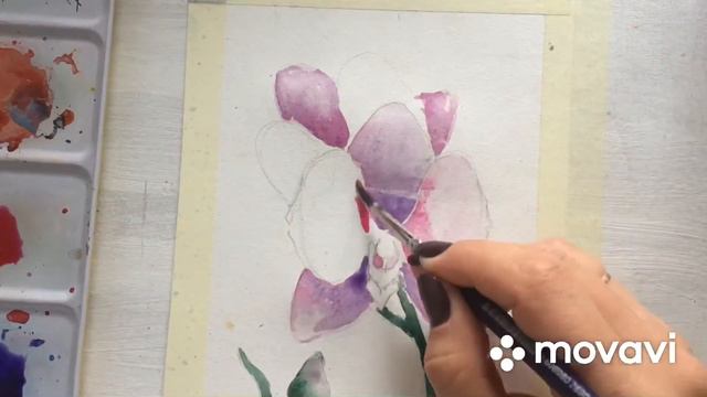 Простой рисунок орхидеи акварелью смотреть онлайн