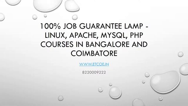 100% Job gurantee LAMP Linux, Apache, MySql, PHP courses in bangalore and coimbatore-www.etcoe.in смотреть онлайн