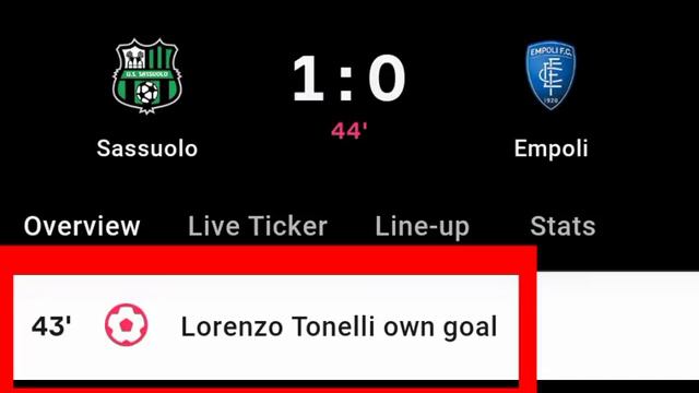 Lorenzo Tonelli Own Goal Vs Sassuolo | Sassuolo Vs Empoli FC смотреть онлайн