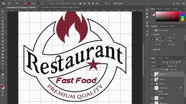 RESTAURANT LOGO DESIGN Creation Process from A to Z | PHOTOSHOP TUTORIAL смотреть онлайн