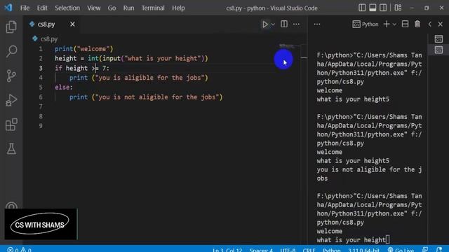 If and if else statement with conditional operator in python | python tutorial for beginners #8 смотреть онлайн