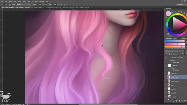 How To Draw Colorful Hair - Digital Painting (photoshop) - Speed Painting