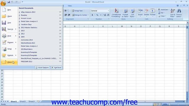 Excel 2007 Tutorial The Microsoft Office Buttons- 2007 Only Microsoft Training Lesson 1.8 смотреть онлайн