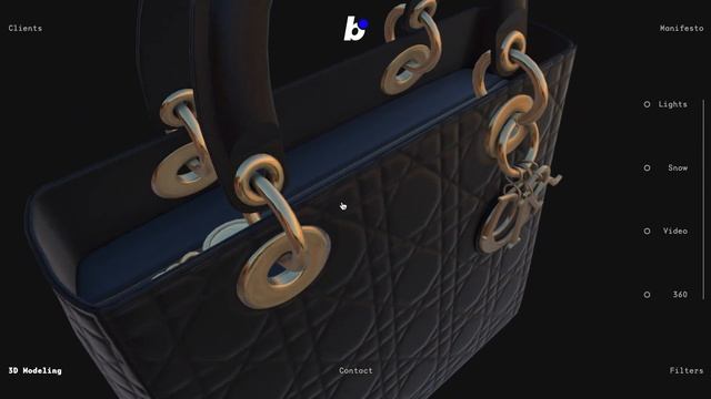3D Dior purse interactive viewer built with Three.js, GSAP and React смотреть онлайн