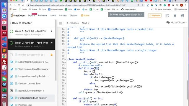 LeetCode 341. Flatten Nested List Iterator (Python) смотреть онлайн