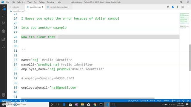 Python Identifiers смотреть онлайн
