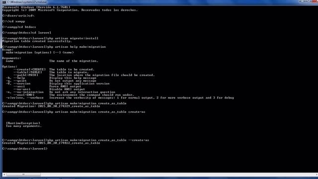 Laravel 5.1 (Windows) - 045 - php artisan et les migrations смотреть онлайн
