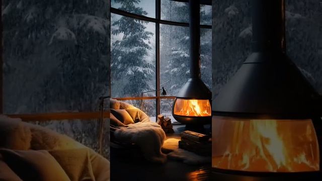 НОЧЬ У КАМИНА ЗИМА #shots #shortvideo #дом смотреть онлайн