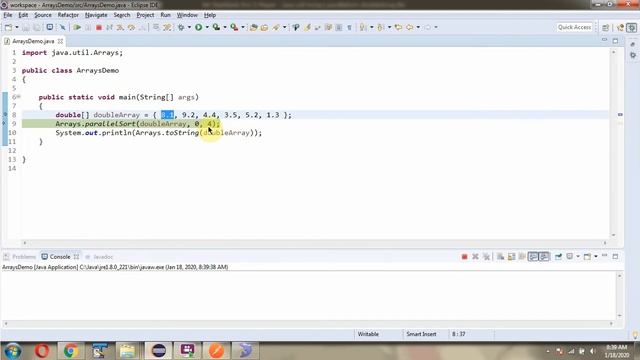 How to use parallelSort(double[] a, int fromIndex, int toIndex) method of Java.util.Arrays Class? смотреть онлайн