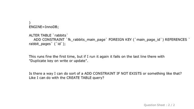 MySQL : MySQL: Add constraint if not exists смотреть онлайн