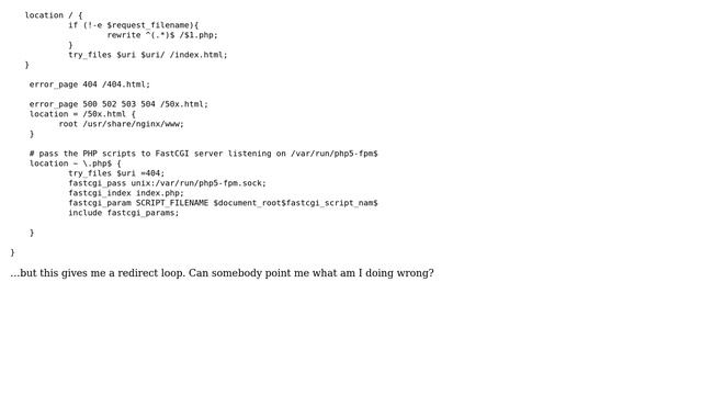 Webmasters: Redirect http to https with nginx and rewrite a rule gives redirect loop смотреть онлайн