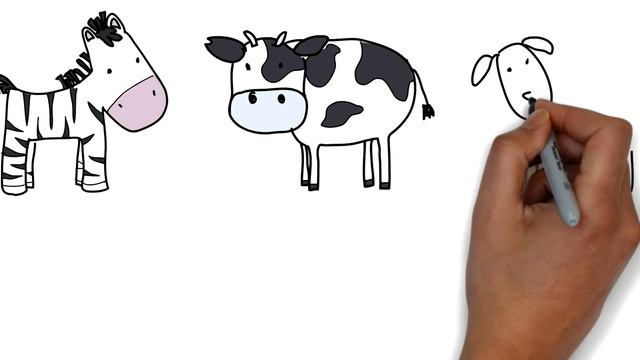 Животные. Учимся рисовать. Звуки животных. Раскраска. Animals . Sounds of animals . Coloring смотреть онлайн