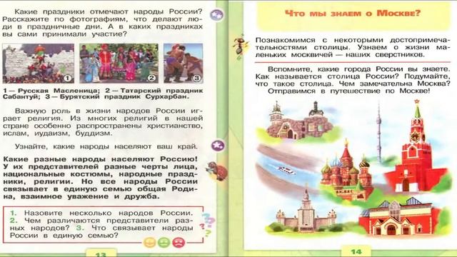 Что мы знаем о народах России? Окружающий мир. 1 класс, 1 часть. Учебник А. Плешаков стр. 12-13 смотреть онлайн