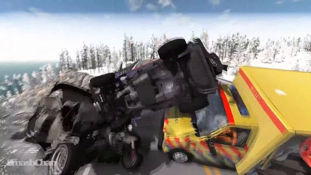 Collapsing Bridge Pileup Car Crashes #24 - BeamNG DRIVE | SmashChan