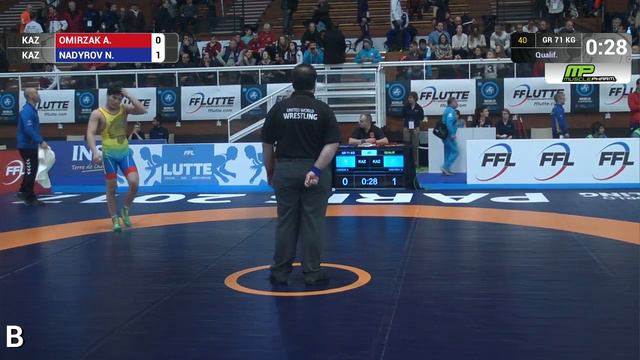 Qual. GR - 71 kg: N. NADYROV (KAZ) df. A. OMIRZAK (KAZ), 2-0 смотреть онлайн