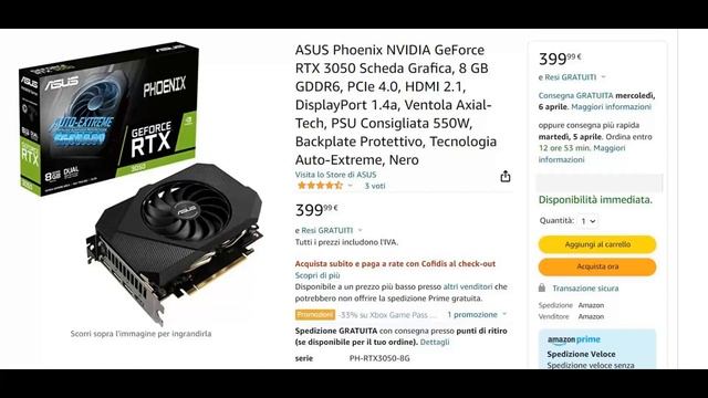 ASUS Phoenix NVIDIA GeForce RTX 3050 8GB - 399 Eur - Sold and Shipped by Amazon! смотреть онлайн