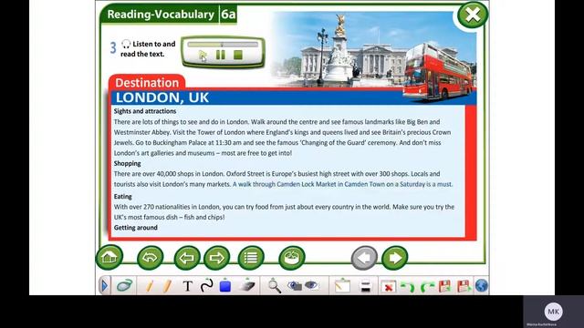 Excel 6 M 6 ex 3 p 66 Destinatin London, UK Listen and read смотреть онлайн