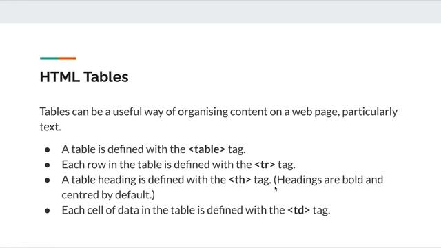 1.8 HTML Table I смотреть онлайн