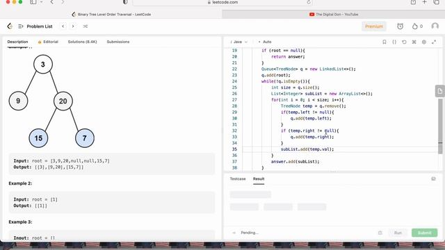 Binary Tree Level Order Traversal - BFS - Leetcode 102 - Java смотреть онлайн