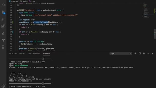 RESTful API in Golang using Echo - echo's validator смотреть онлайн