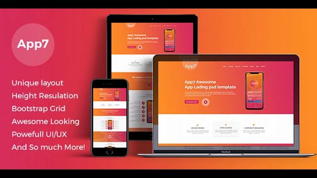 App7 app landing PSD template | Themeforest Website Templates and Themes смотреть онлайн