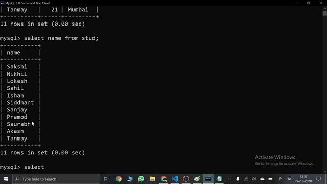select command in MYSQL смотреть онлайн