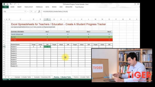 Excel for Teachers: Student Progress Tracker Part 1 of 3 - Convert Grades to Numbers Using VLOOKUP смотреть онлайн