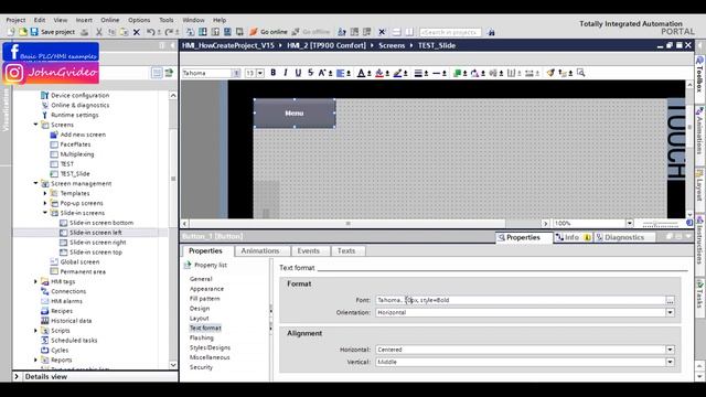 Siemens TIA Portal HMI tutorial - How to create, use and work with Slide-in screens смотреть онлайн