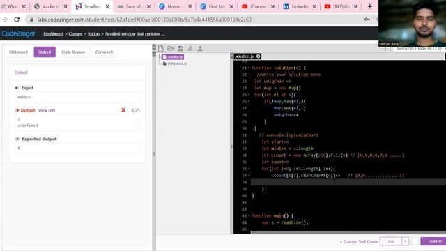 Smallest window that contains all characters of string itself || DSA || Javascript смотреть онлайн