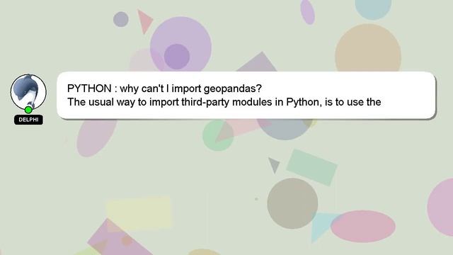 PYTHON : why can't I import geopandas? смотреть онлайн